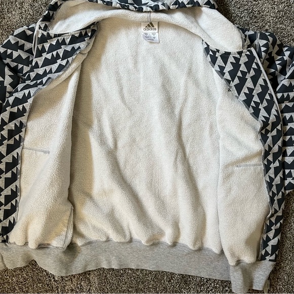 Y2K Adidas Men’s Full Zip Hoodie Sweater Size Small Oversized - Picture 3 of 6